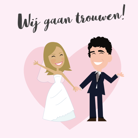 Romantisch Hart Trouwkaarten Cartoon