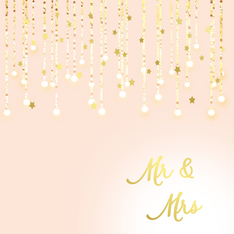 Romantische trouwkaart met sterretjes in echte gouden foliedruk