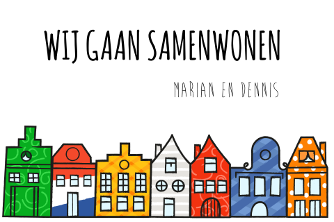 Samenwonen verhuiskaart met hollandse huisjes met motief 