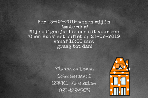 Verhuiskaart samenwonen met hollandse huisjes met motiefjes