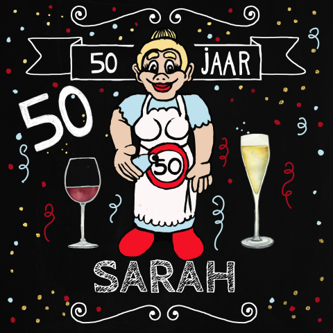 Uitnodiging 50ste verjaardag Sarah pop 