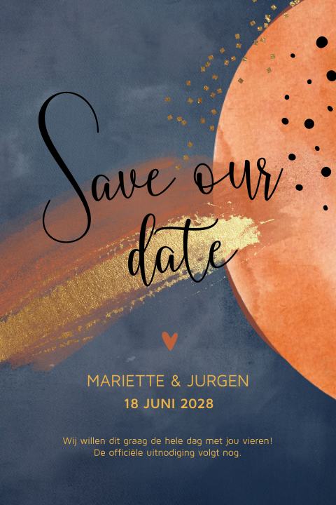 Save the date kaart abstract blauw