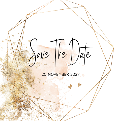 Save the date uitnodiging hartjes en geometrisch