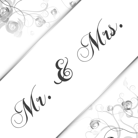 Sierlijke witte trouw kaart Mr en Mrs zilveren ornamenten