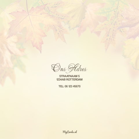 Stijlvolle trouwkaart met herfst thema