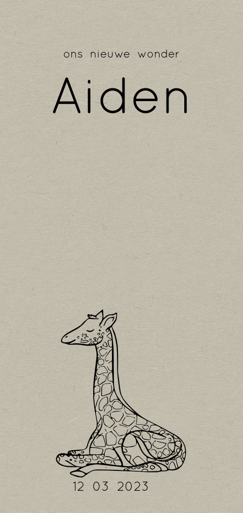 Stoer geboortekaartje jongen giraf