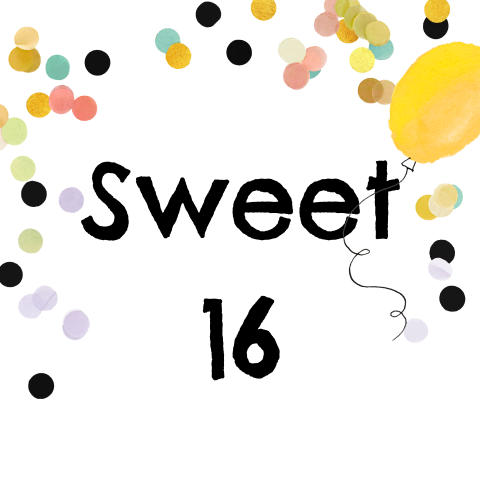 Uitnodiging met confetti sweet 16