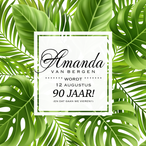 Stijlvolle tropische uitnodiging voor 90e verjaardag