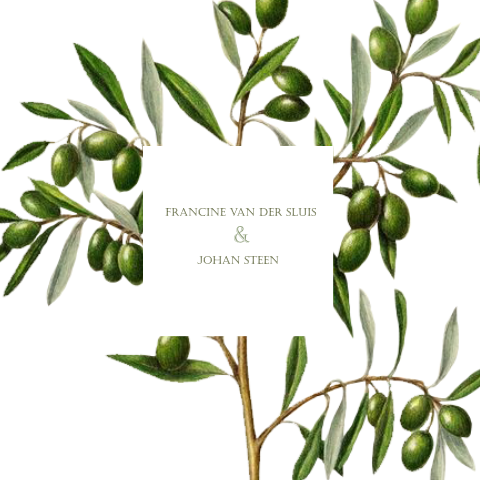 Trouwkaart olijfboom met olijven