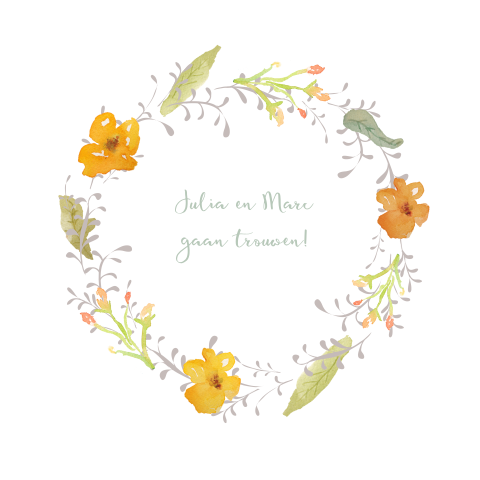 Romantische trouwkaart met aquarel bloemen