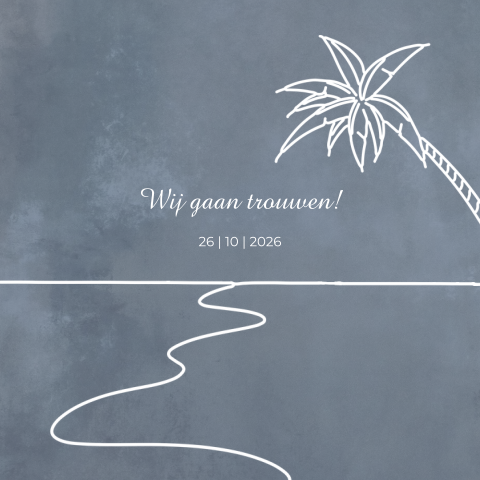 Trouwkaart strand zee palmboom abstract