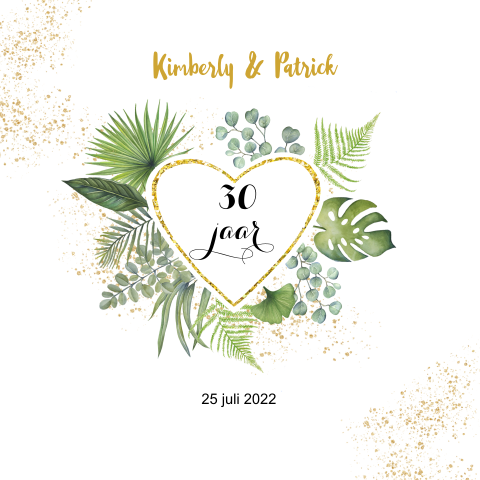 Uitnodiging 30 jarig huwelijksjubileum tropische bladeren