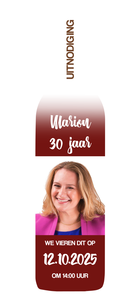 Uitnodiging 30e verjaardag wijn wijnfles