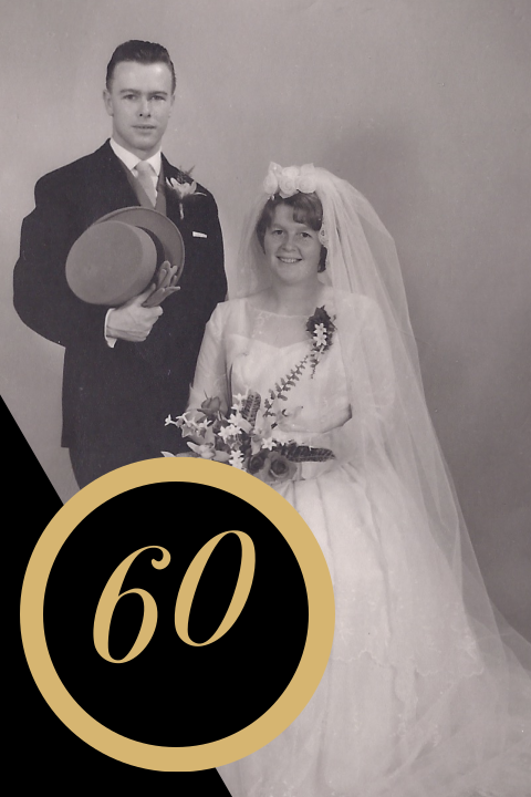 Uitnodiging 60 jaar getrouwd met jaartal en oude foto