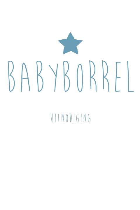 Uitnodiging babyborrel jongen hip met blauwe verf ster