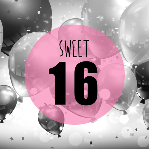 Uitnodiging 16e verjaardag ballonen