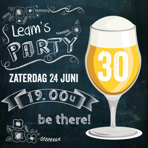 Uitnodiging 30e verjaardag feest bier