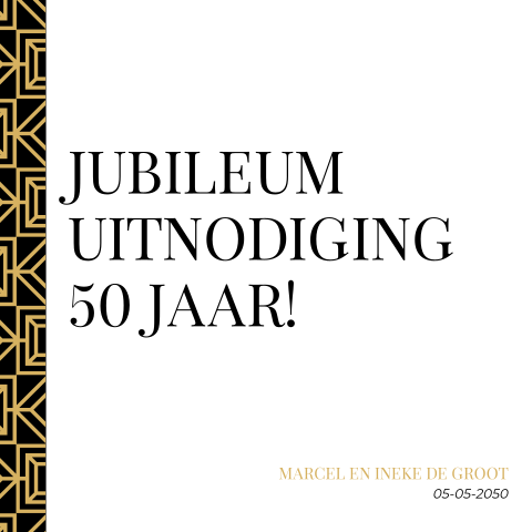 Uitnodiging jubileum 50 jaar getrouwd art deco