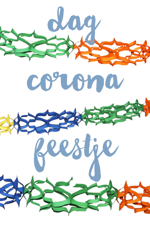 Uitnodiging met slingers dag corona feestje