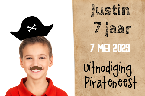 Uitnodiging kinderfeestje voor een piratenfeest