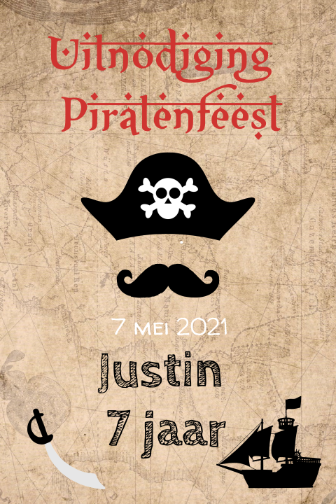 Uitnodiging kinderfeestje voor een piratenfeest