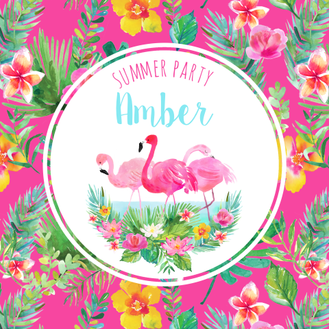 Tropische uitnodiging verjaardagsfeest met flamingo