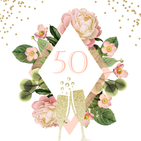 Uitnodiging verjaardag 50 jaar roze en goud