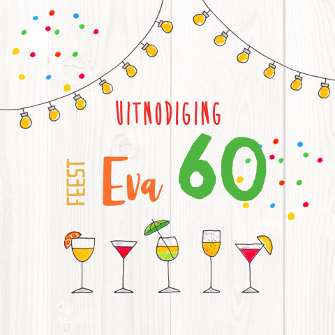 Uitnodiging 60ste verjaardag cocktails hout