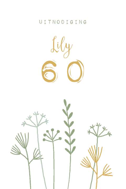 Hippe verjaardagsuitnodiging 60 jaar met plantjes