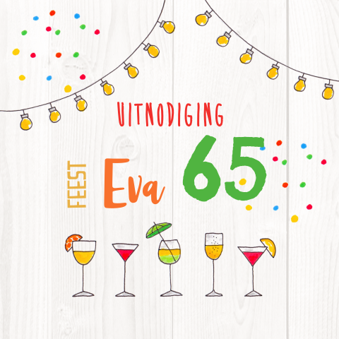 Uitnodiging 65ste verjaardag cocktails hout