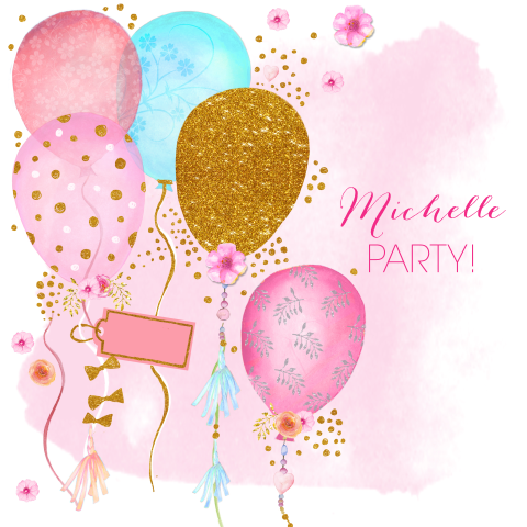 Uitnodiging feestje verjaardag met ballonnen