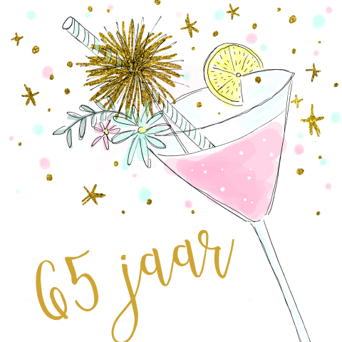 Uitnodiging 65e verjaardag cocktail hip