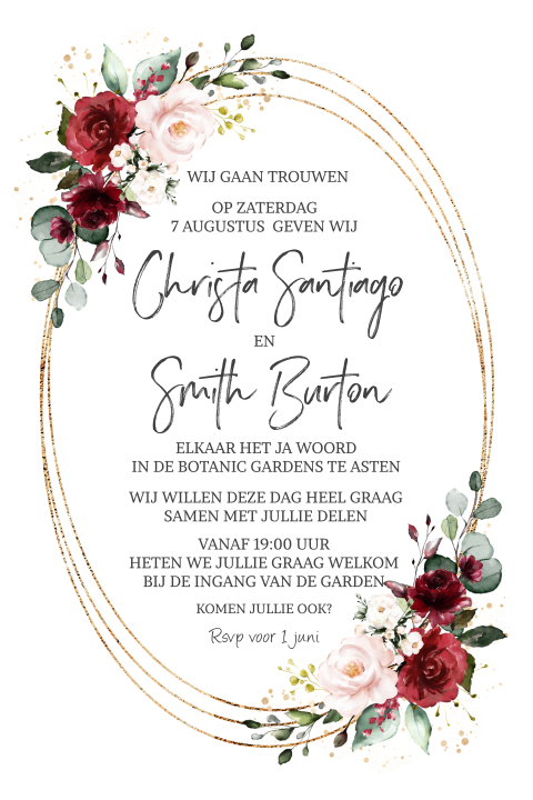 Uitnodiging voor tuin bruiloft