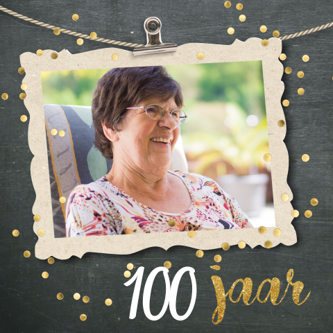 Uitnodiging verjaardag 100 met confetti
