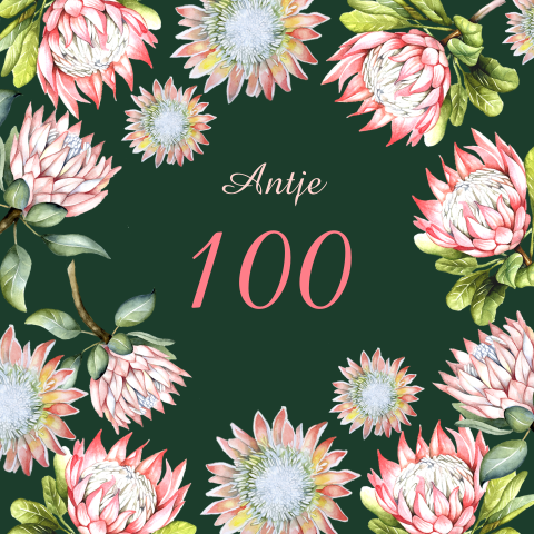 Verjaardagsfeestje 100 uitnodiging met bloemen