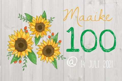 Verjaardagsuitnodiging 100 jaar met zonnebloemen