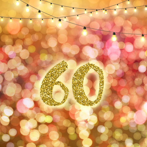Verjaardagsuitnodiging 60 jaar in roze en goud