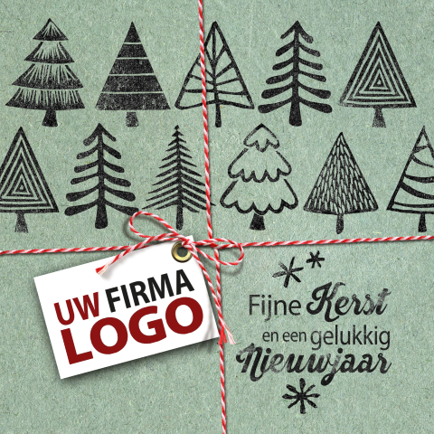 Vierkant zakelijk kerstkaart kerstbomen label logo