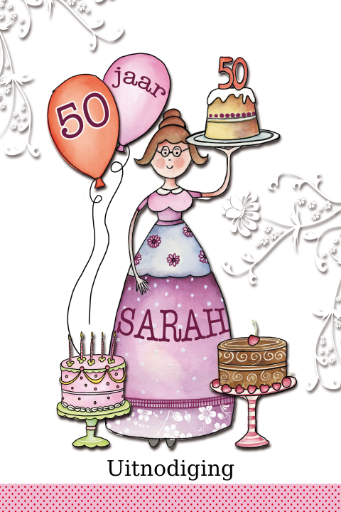 Vrolijke uitnodiging verjaardag 50 jaar vrouw Sarah