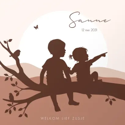 Geboortekaartje Sanne met silhouet