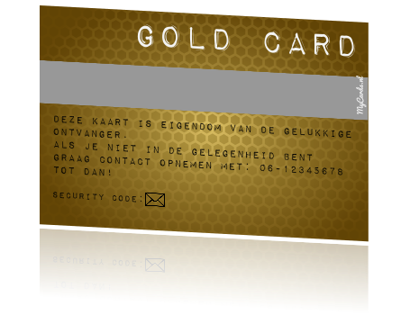 Spiksplinternieuw Uitnodiging verjaardag 40 jaar in de vorm van een gold card LN-96