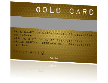 Betere Uitnodiging surprise party in de vorm van een gold card LB-88