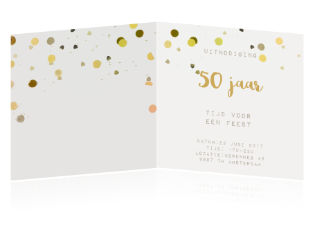 Hedendaags Uitnodiging 50e verjaardag goud confetti WR-35