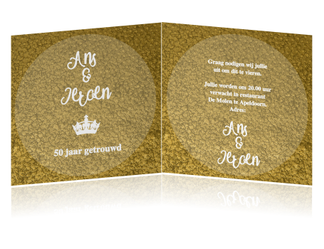 Ongebruikt Uitnodiging kaart gouden huwelijk jubileum met typografie NC-47