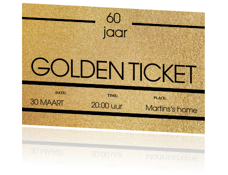 Ongebruikt Grappige uitnodiging golden ticket voor een 60e verjaardagsfeest VI-62