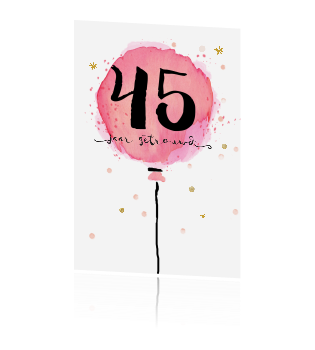 Verwonderend Uitnodiging 45 jaar met roze aquarel ballon typografie RH-29