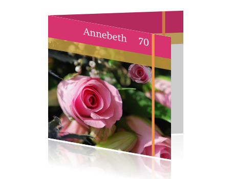 Ongekend Stijlvolle verjaardag kaart 70 roze met goud vrouw QV-22